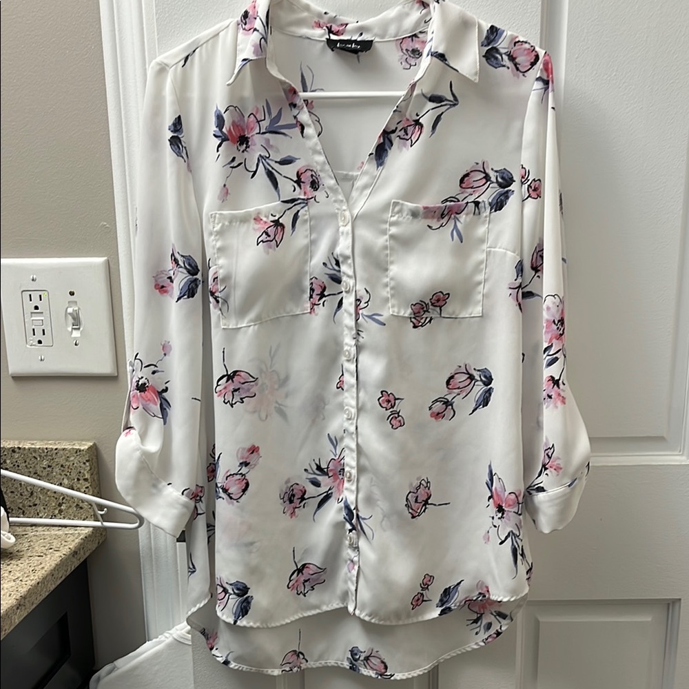 Floral Women's Top - White and Pink